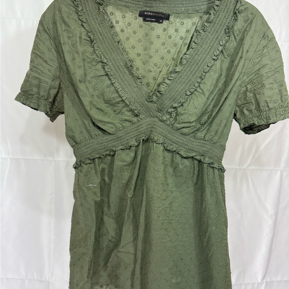 BCBGMaxAzria Olive Embroidered Dress